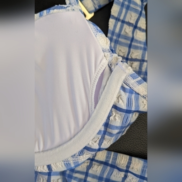 NWOT Tory Burch Blue and White Plaid Bikini X-Small - Picture 2 of 7